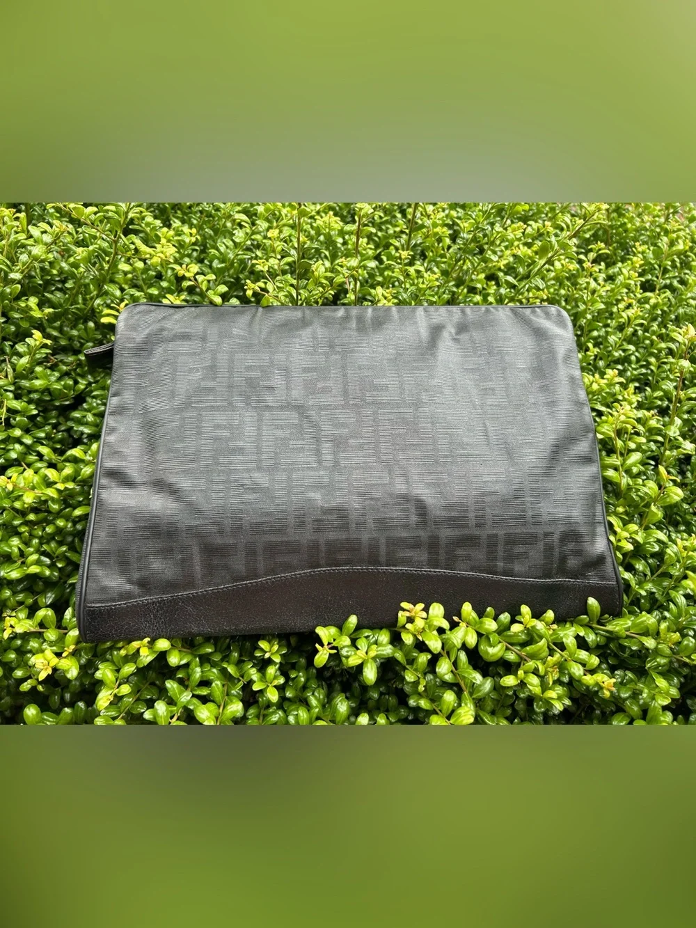 Vintage Fendi Black Monogram Zucca large clutch or portfolio pouch